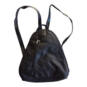 Baggallini Metro Backpack Black Women Convertible Zip Strap Leather Phone